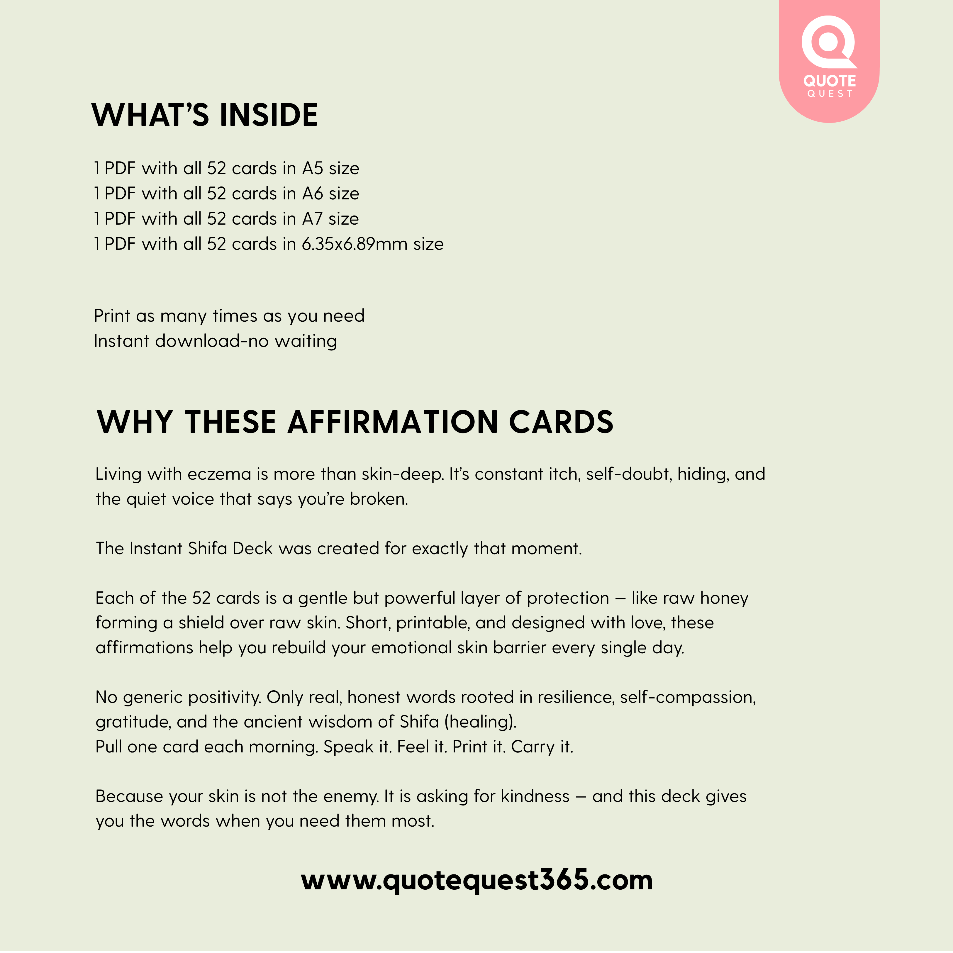 Shifa Mini Bundle: 52 Eczema Affirmation Cards 9 Shifa Mini Bundle: 52 Eczema Affirmation Cards - Image 9